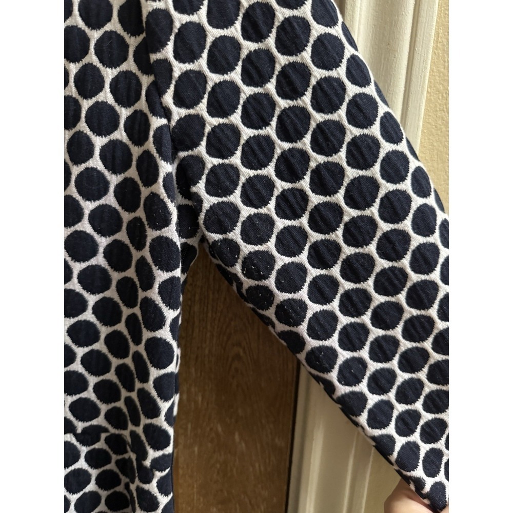 Boden Navy White Polka Dot Fit and Flare Lined Dress 3/4 Sleeve US 12R UK 16R - Picture 4 of 10
